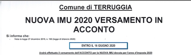 Nuova Imu 2020 - Versamento in acconto entro il 16 giugno 2020